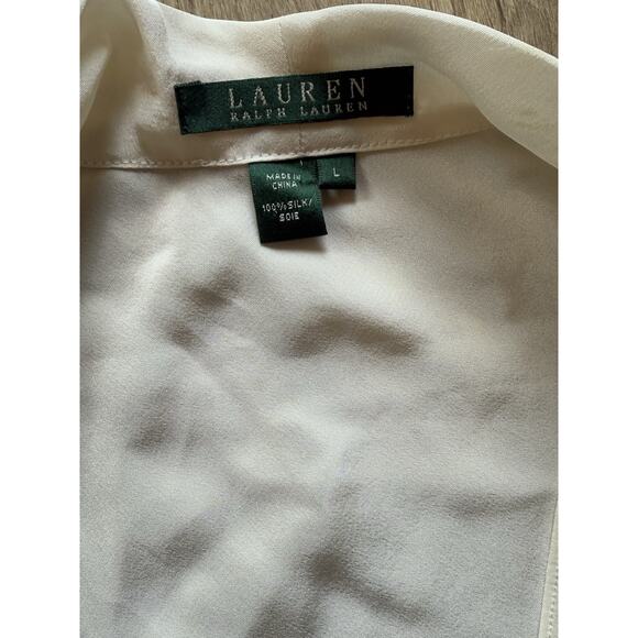 Lauren Ralph Lauren 100% Silk Women's Relaxed Blouse (Cream, Large) - Picture 3 of 6